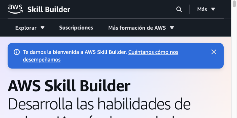 Cabecera del portal AWS Skill Builder