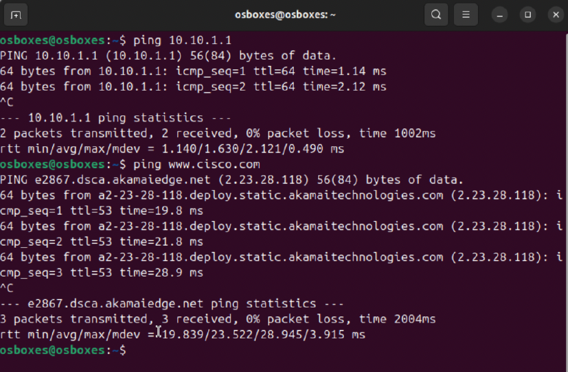 Comprobación de red cliente Ubuntu Desktop