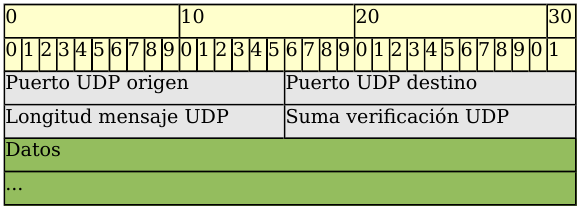 Formato del mensaje UDP